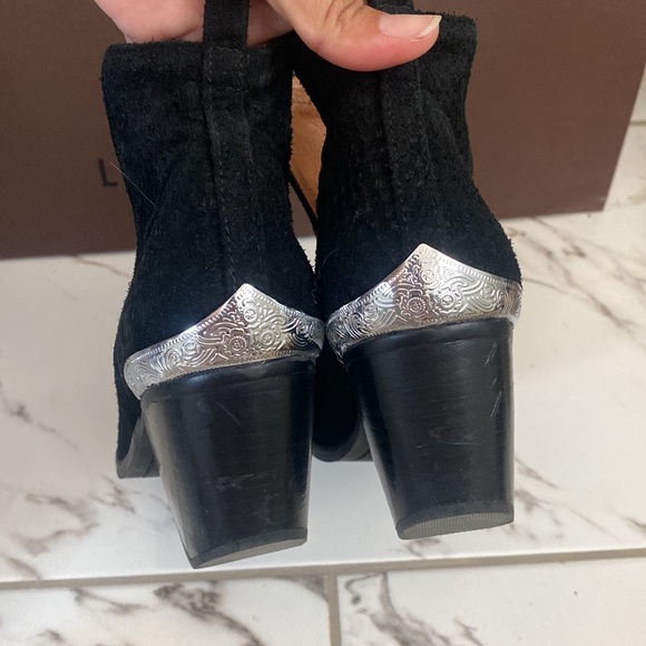 Jeffrey Campbell Black Snake Print Silver Buckle Ankle Boho Booties 7.5 - Picture 4 of 8